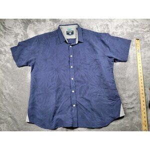 Seapointe Hawaiian Shirt Mens 2XL Blue Modal Blend Floral Short Sleeve Button Up